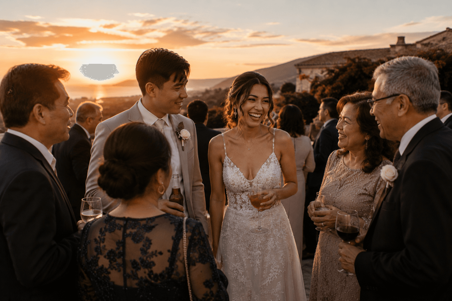 Couple together at their wedding reception